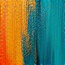 Canvas detail showing vibrant oil strokes