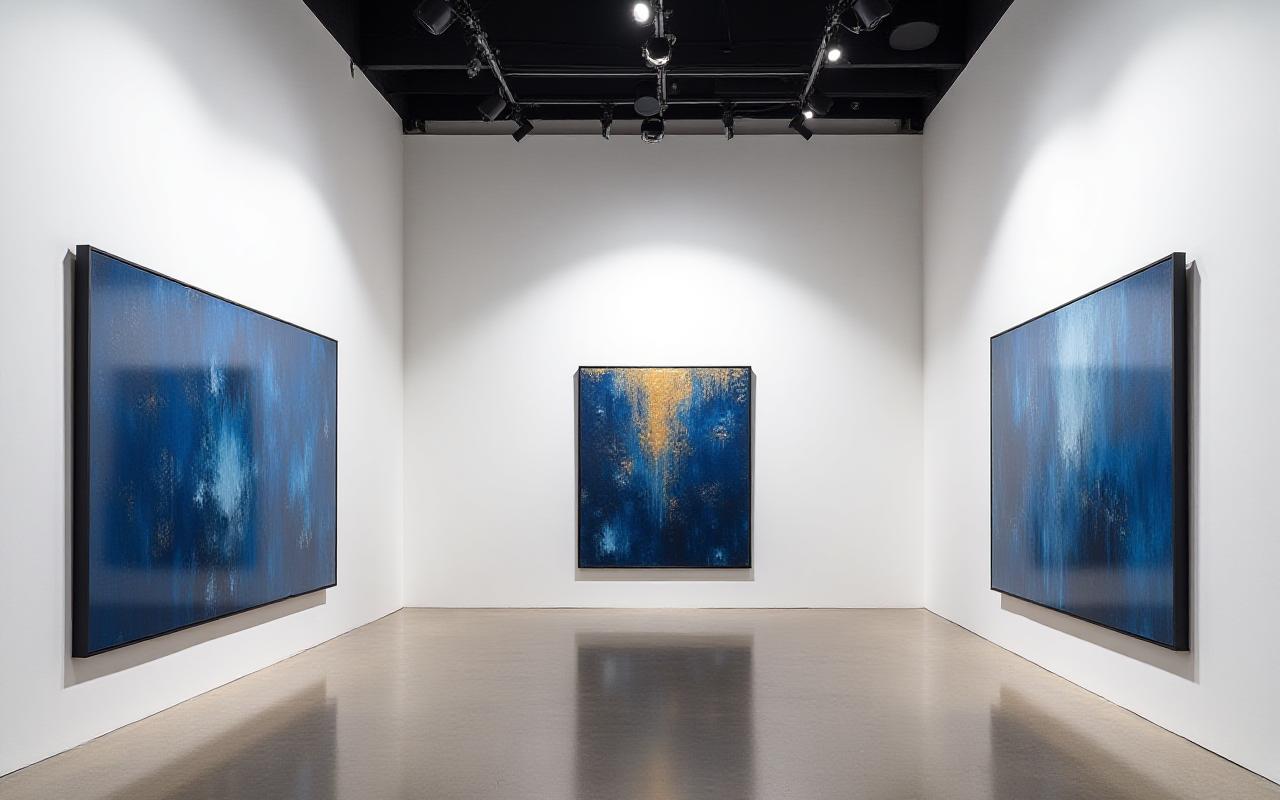 Sophisticated contemporary art gallery installation